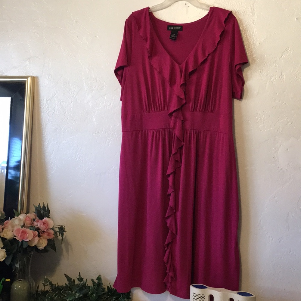 Lane Bryant Fuchsia Ruffles Dress - Picture 4 of 8